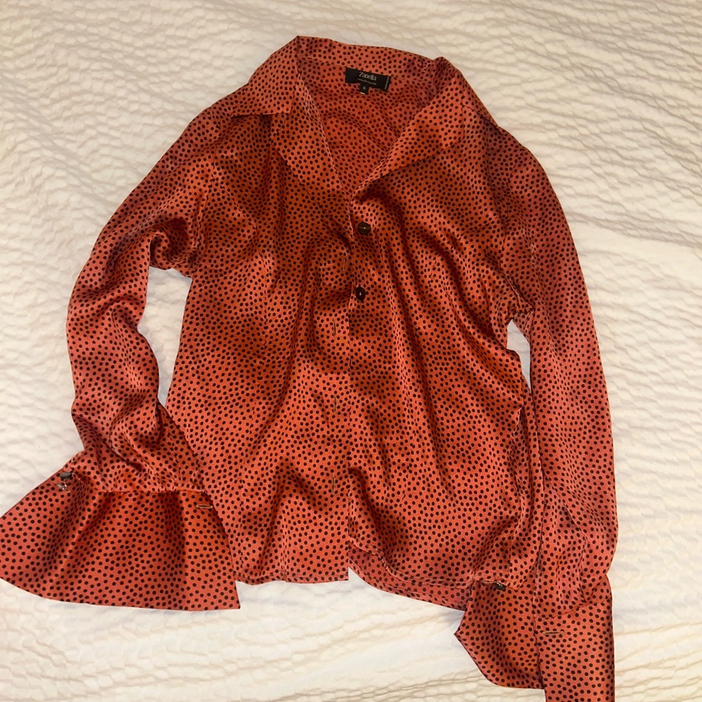 100% Italian Silk Zanella Platinum button down shirt